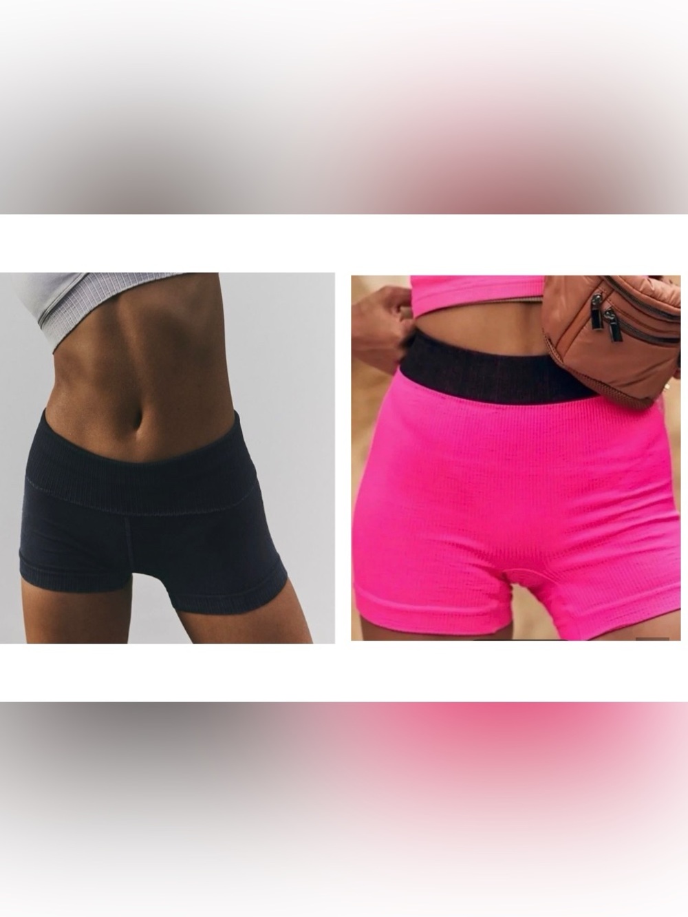 TWO Pairs of FP Movement Shorts (Good Karma in Black & Ribbed Prajna in Hot Pink